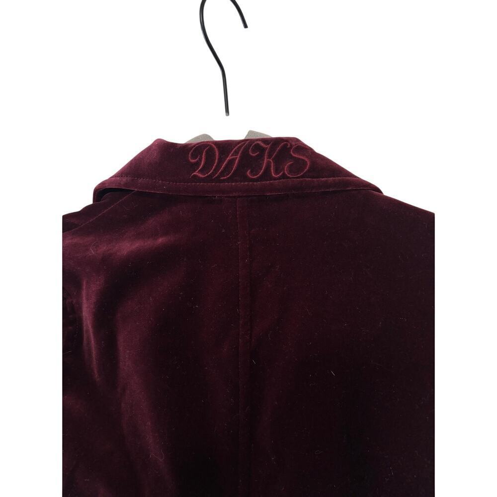 DAKS Little Kids Velvet Blazer Jacket Burgundy Double Breasted Size 130 Luxury - Picture 9 of 10